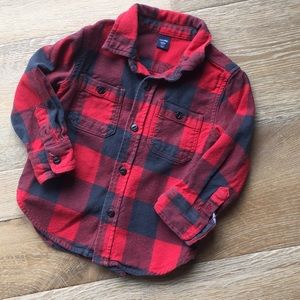 2T GAP red Flannel Button Down